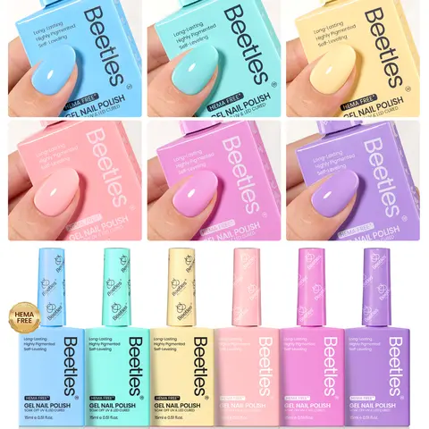 Beetles Hema-Free Pastels Gel Nail Polish Set - Unicorn Collection, 6 Colors Fairy Tale Dream, 7.5ml Bottle, Safe Long-Lasting Soak-Off UV-Cured Formula for At-Home Manicure, Daily Selfcare Gift for Adults,familyfun