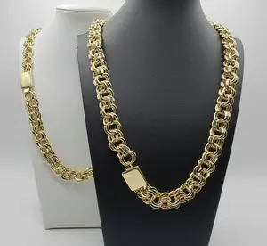 New Style Gold Plated Chino Link 12mm or 15mm Chain with Slide in Clasp in 23 inch Chapado en Oro