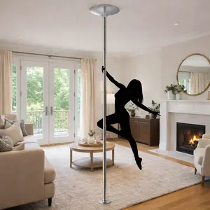 【Heavy Duty】Yaheetech Professional 45mm Portable Chrome Dance Pole, with 2 Modes Spinning Static Dancing Pole For Home Portable Removable Home Dancing Pole, Height Adjustable 7'-9'