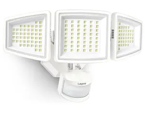 Lepro LED Security Lights, Outdoor Motion Sensor Light, Flood Lights with 3 Adjustable Heads, 270° Wide Lighting Angle, 27W 3200LM Super Bright, IP65 Waterproof for Yard Porch Garage, Black