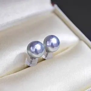 030-seawater pearl madama earrings 6-7mm  in silver color(1256)