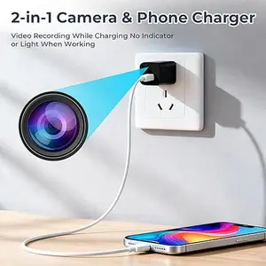 2-in-1 64 GB USB Charger Camera 1080P HD WiFi Hidden Security Camera with Motion Alert Loop Recording for Home Office Use