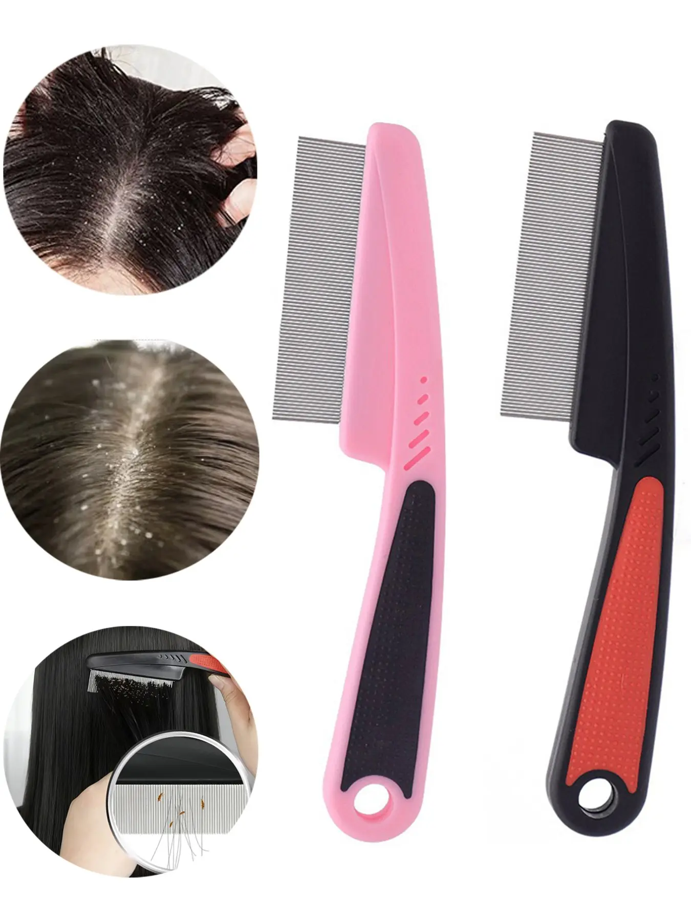 2pcs Dandruff Comb Set, Scalp Care Grooming Comb, Scalp Detox Comb, Scalp Psoriasis Lice Fine Tooth Combs, Multi-Functional Versatile Hair Beauty Head Cleaner Brush, Effective Anti-Dandruff Tool, Lice Removal Tool, Dandruff Remover