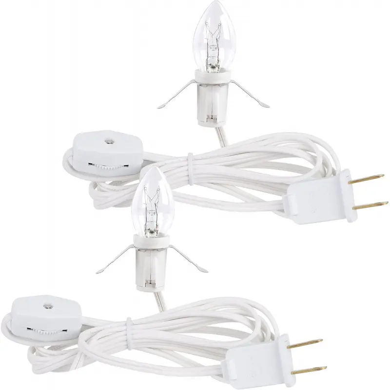 2 Pack Accessory Cord with Clear Bulb, 6 FT UL Listed Replacement Lamp Cord with ON/Off Switch, Perfect for Christmas Village House, Craft Projects, Halloween Holiday Decoration