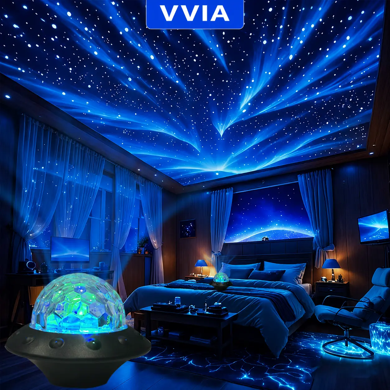 USB-Powered Prism LED Projector Night Light/Atmosphere Bedroom Night Light/USB-Powered Multicolor Aurora Projector/No Remote Control for Light Adjustment, Very Suitable for Parties, Stages/Living Rooms/Offices/Bedrooms/Game Rooms/Christmas Light