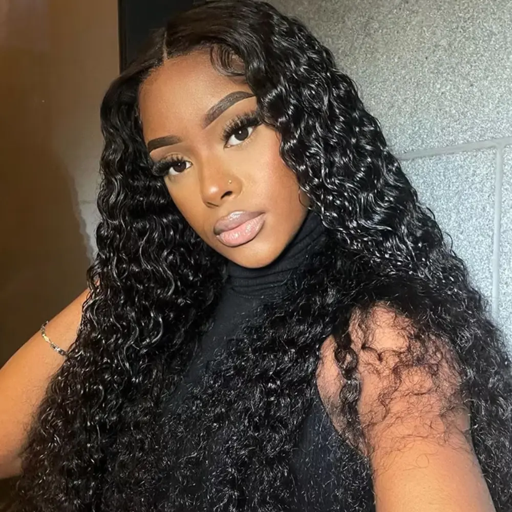 Seeget Glueless Wigs Human Hair Ready To Wear Pre Plucked Deep Wave 13x6 HD Lace Front Human Hair Wig Wet and Wave Curly Wigs For Black Women 180%