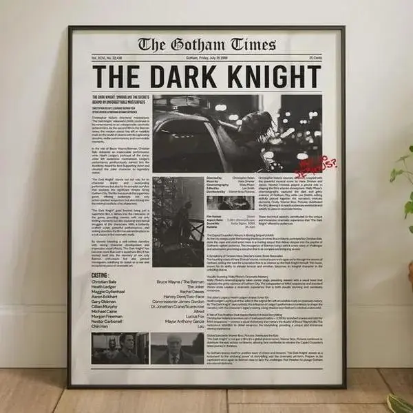 The Dark Knight Unframed Poster - Vintage Room Decor, Print Design, Creative Design Print, Home Supplies Wall Hangings, Museum Newspaper Wall Decor