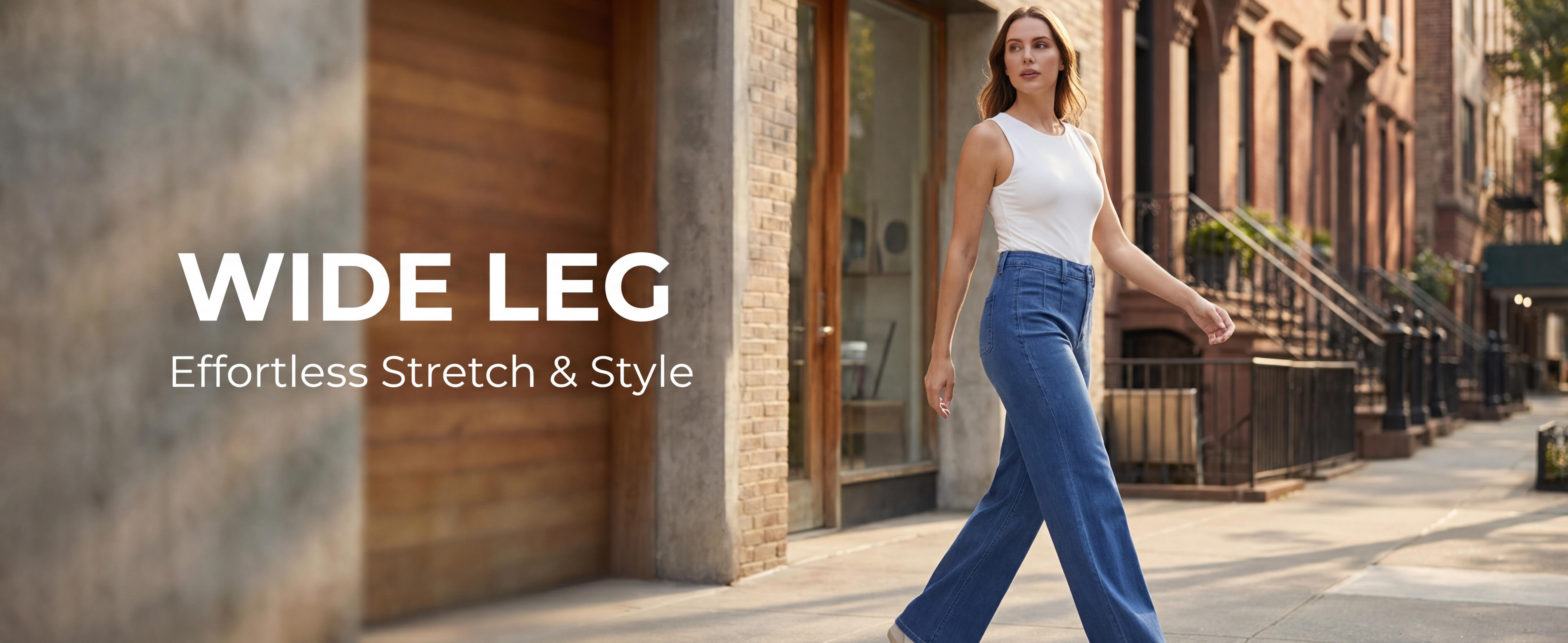 FireSwan 2026 Flex High Waisted Tummy Control Wide Leg Casual Jeans with Pockets#SpringStatement#SpringGlowup