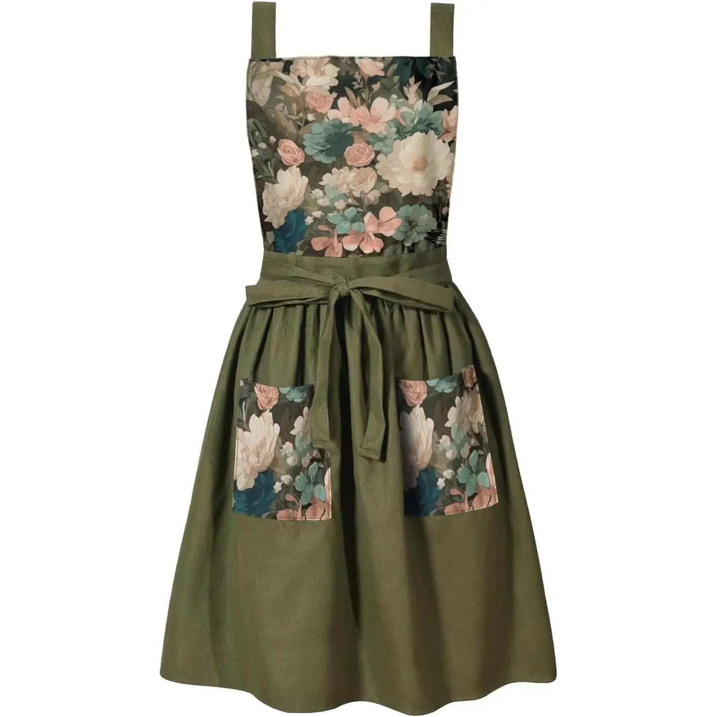Vintage Cute Apron Dress for Women with Pockets,Cross  Pinafore Aprons for Cooking,Baking,Kitchen,Gardening