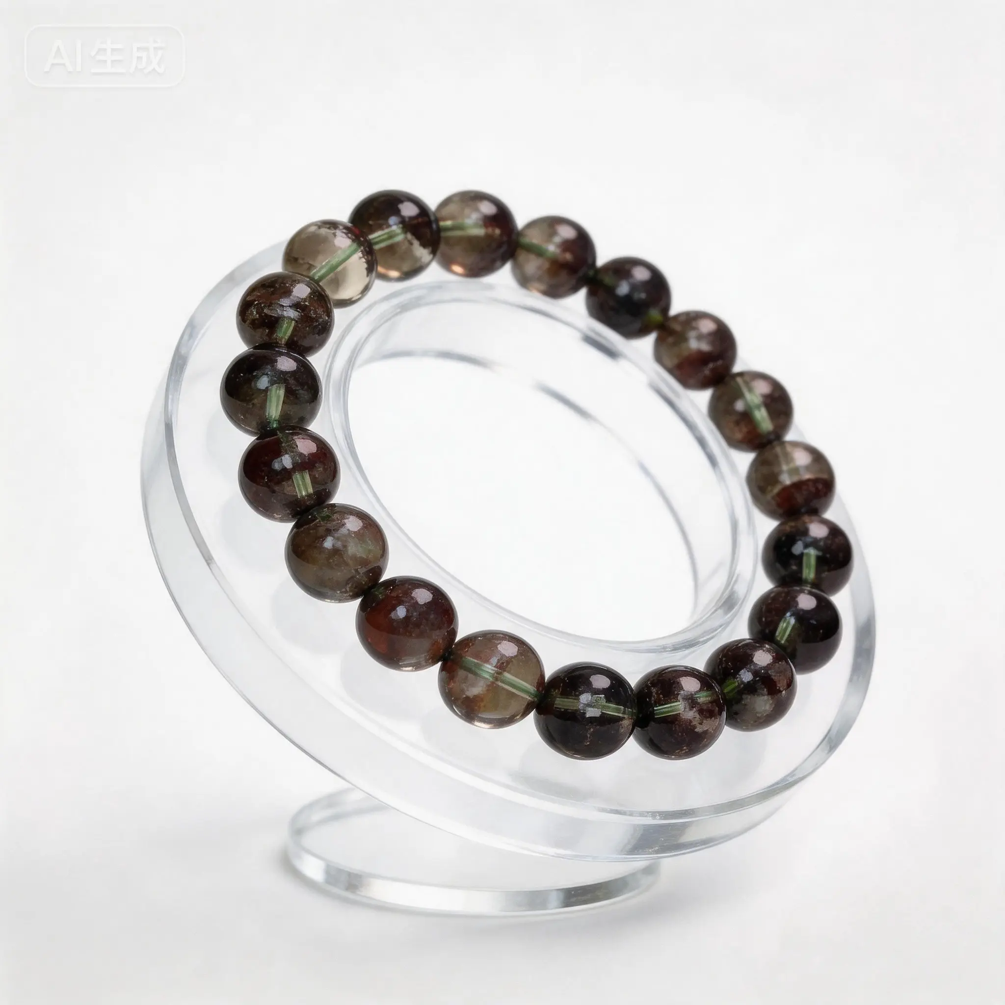 Green Phantom Quartz Bead Bracelets with Natural Phantom Inclusions for Unisex Adults - Untreated Stone Jewelry for Wealth & Career Success, Birthday Gift, Female, Wealth Magnet, Natural Quartz, Career Luck
