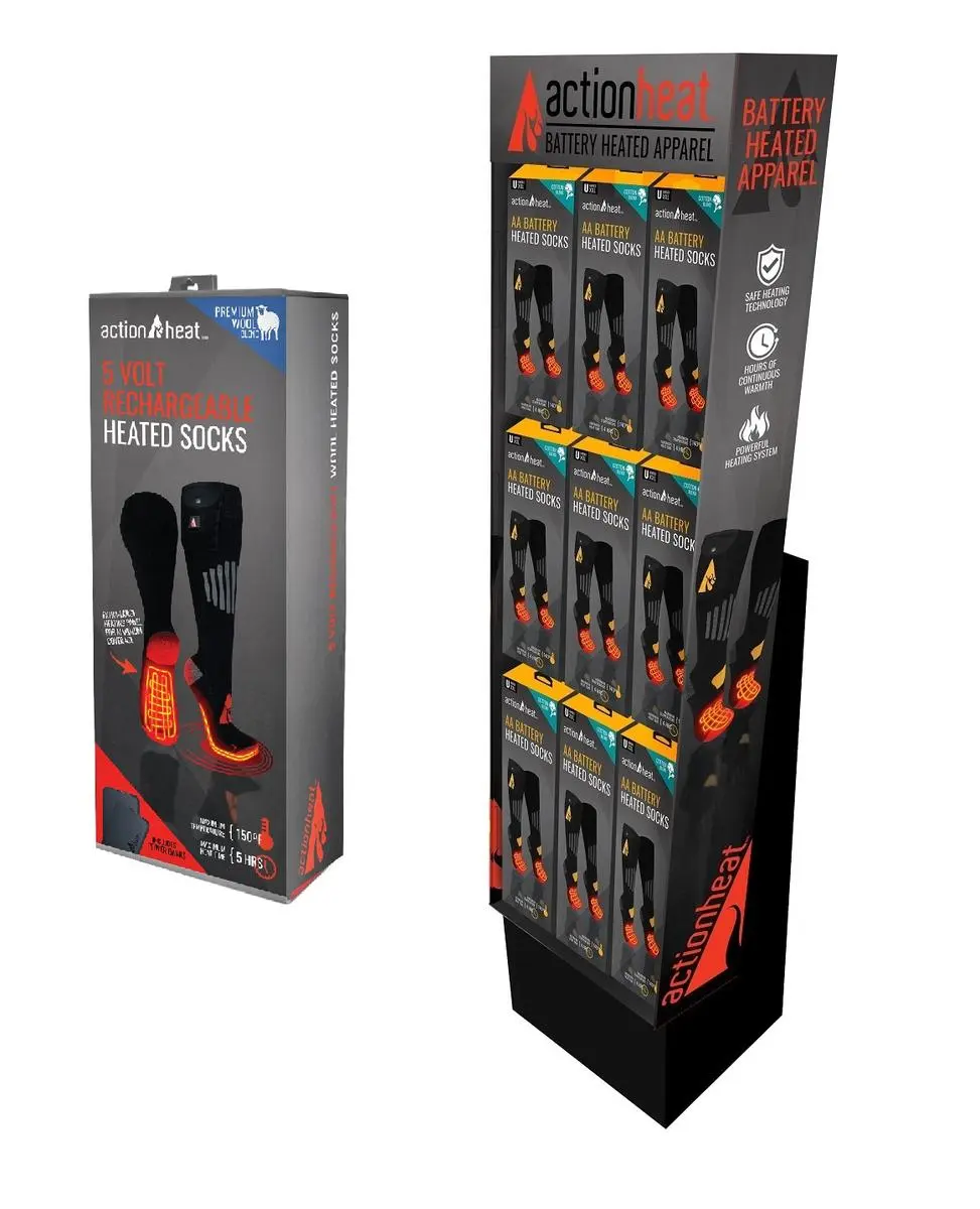 ActionHeat 5V Wool Heated Sock - 9-piece Display