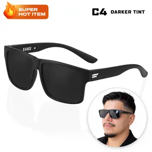 RANGE Polarized Mens TR90 Classic Frames Sunglasses with Grade-A Lenses UV400 Protection Feather Lightweight Design Shatter Resistant Extra Dark Super Dark