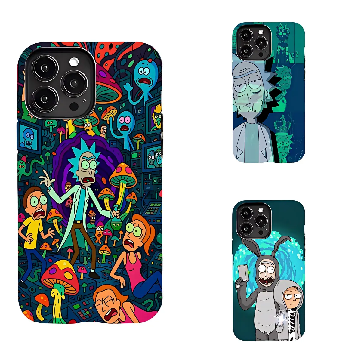 Rick and Morty Cartoon Phone Case Collection, Shockproof Cover, Suitable for iPhone 17/16/15/14/13/12/11 Pro Max/Plusand Samsung Galaxy S23-25, shock-absorbing,, Trippy Aesthetic