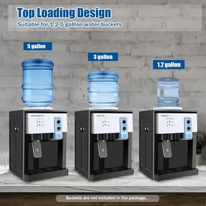 [linhouse]CNCEST Top Loading Countertop Water Cooler Dispenser Hot/ Cold/ Warm Water Dispenser Primo Water Cooler Dispenser Water Dispenser Countertop Holds 5 Gallon Bottles for Home/ Office/ Dormitory Use Black