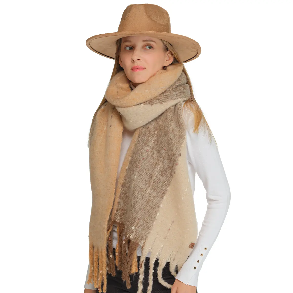 C.C Vibrant Vertical Multi-Color Striped Woven Scarf – A Bold and Cozy Women's Accessory, Featuring Soft Woven Fabric and Eye-Catching Stripes. scarf