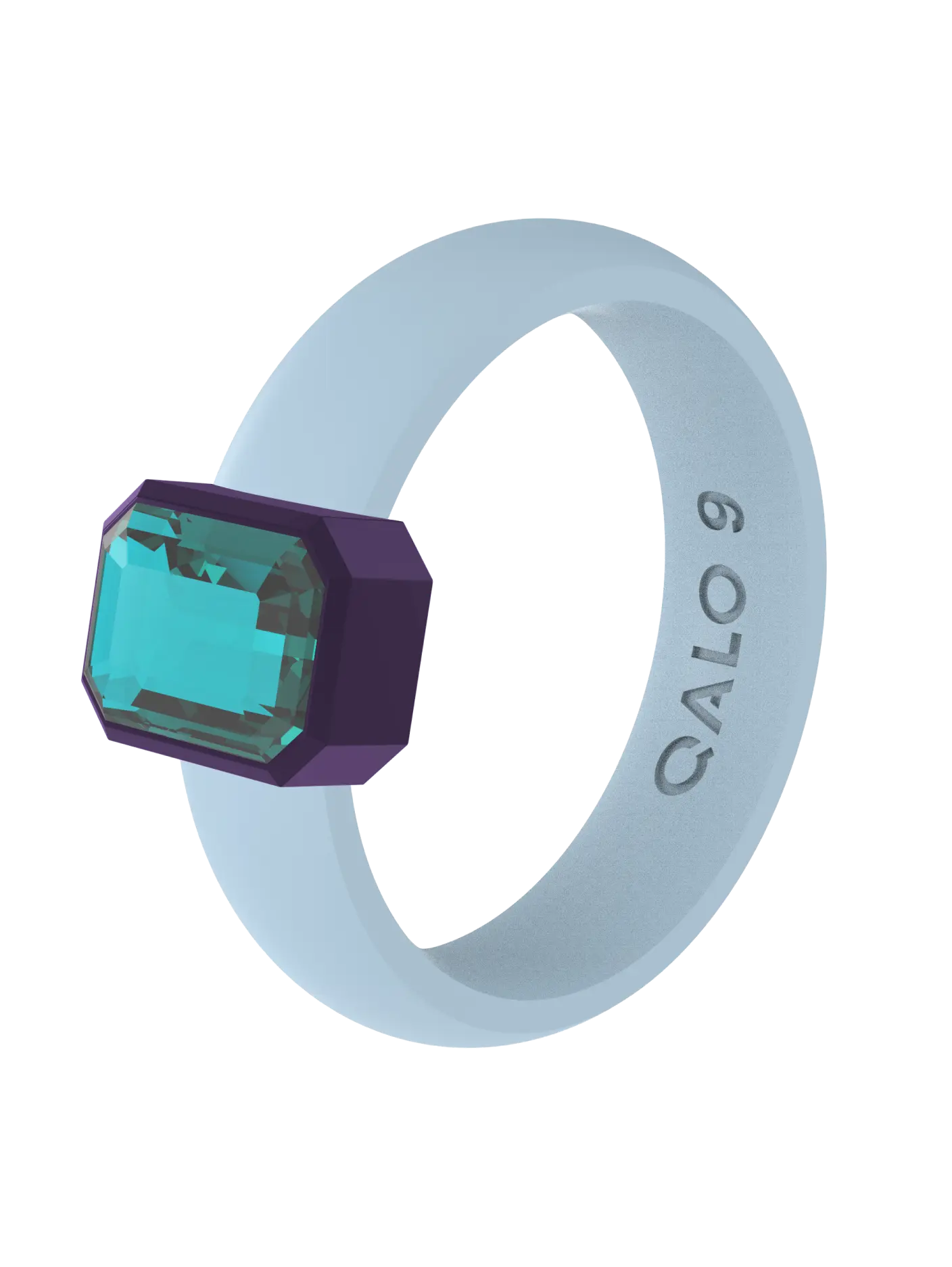 Women's Emerald-Cut Bezel-Set Gemstone 100% Silicone Ring, Rugged Radiant Silicone Band Fashion Costume Jewelry Accessory, 100% Silicone Rings