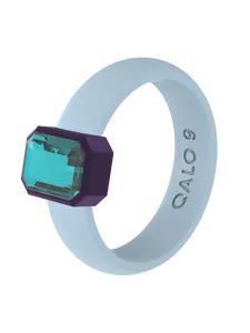 Women's Emerald-Cut Gemstone Silicone Ring