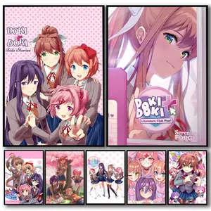 PIKPAKA Doki D-Doki Literatuare Club Game Painting Calligraphy Artwork Premium Canvas Wall Art Poster | HD Gallery Print | Waterproof, Fade-Resistant, Scratch-Proof | Modern Living Room & Bedroom Decor | Ideal Gift for Any Occasion