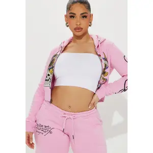 Ed Hardy New York Eagle Zip Front Hoodie - Pink