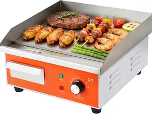 Nonstick Stainless Steel Electric Griddle Adjustable Temperature Control Flat Top Griddle For Smokeless Cooking/Grill At Resturant, Indoor, Kitchen,Outdoor, Camping, Commercial (15.3 In)