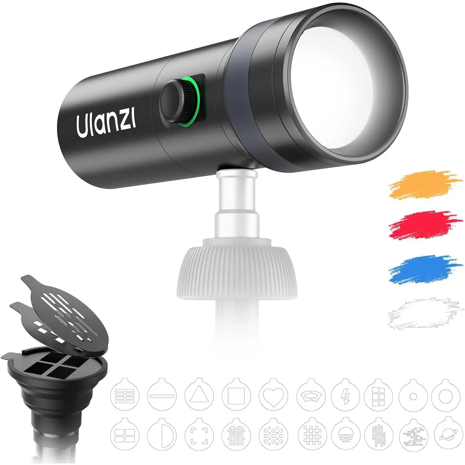 ULANZI LM01 Photography Flashlight RGB Video Light, 7500mAh Rechargeable Photography Flashlight with 20 Filters, 3H Max Runtime, 1200 Lux Output for Wedding, TikTok Videos, Cosplay, Content Creation