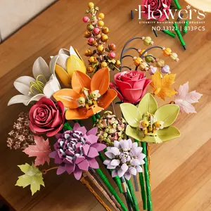 Mother's Day Bouquet Building Block Set, Artificial Plant Series for Adults Women, Eternal Flower Blocks Home Decor Gift, Decorative Fake Flower, Decorative Faux Flowers