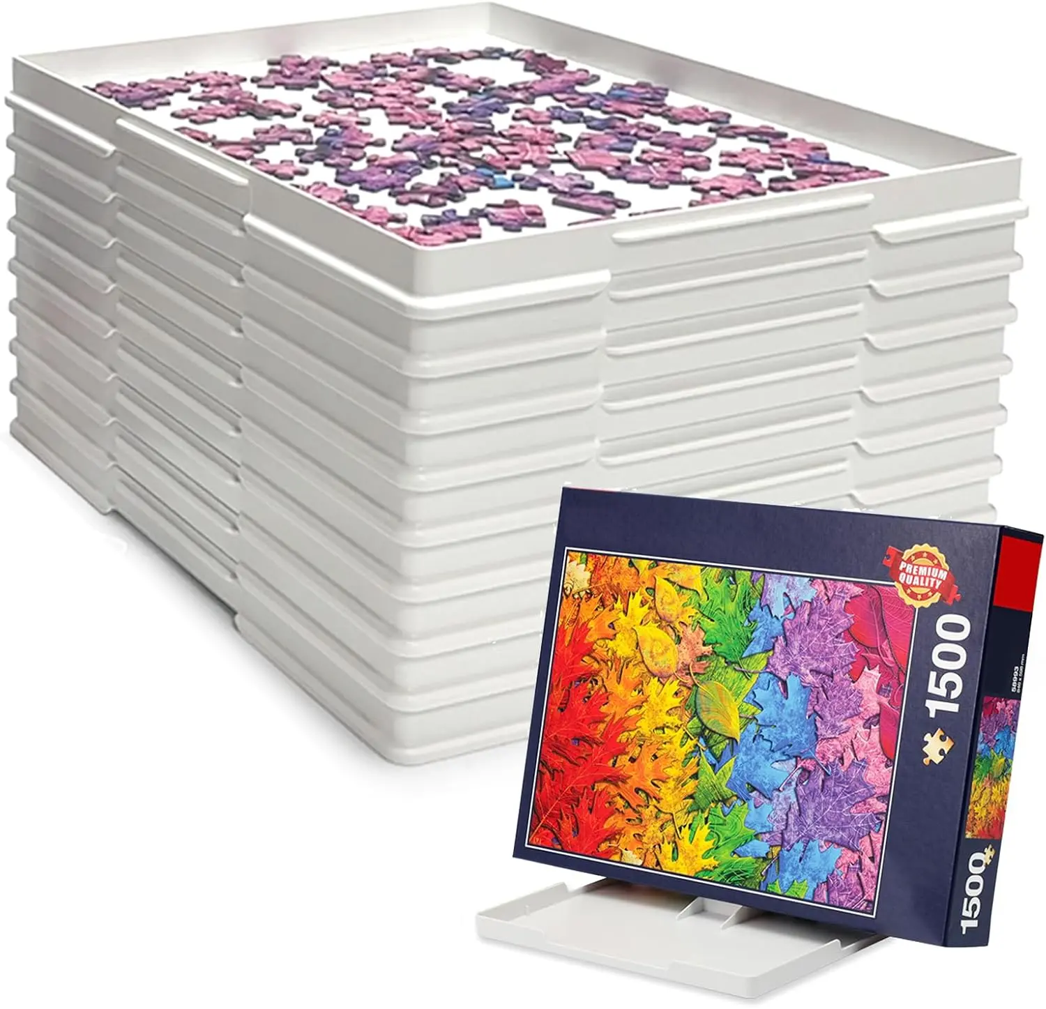 Playboda 9 Pack Puzzle Sorting Trays with Lid, 11"x9" Stackable Jigsaw Piece Organizer, Puzzle Sorter Tray for 1000-1500 Piece Puzzles, Premium Puzzle Accessories Ideal Gift for Adult Puzzle Enthusiasts