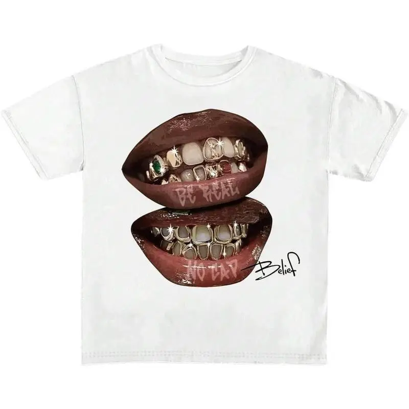Be Real No Cap Grillz T-Shirt |   Hip Hop Gold Teeth Graphic Tee |   Streetwear Belief Shirt |   Urban Rap Gift Idea |   Casual Streetwear |   TikTok Trending Tee