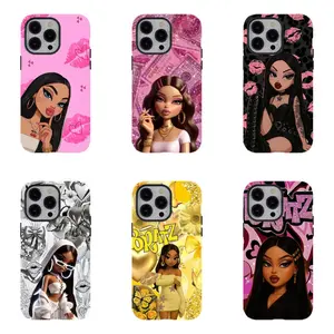 Y2K Gothic Bratz Phone Case  Leopard Print Pink Lip Aesthetic Protective Cover For iPhone