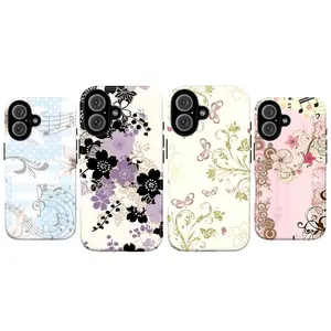 Soft Girl Butterfly Aesthetic Phone Case – Vintage Floral & Music Notes Pastel Cottagecore Tough Cover for iPhone 11–17, Waterproof Protective Design, Perfect Gift for Her