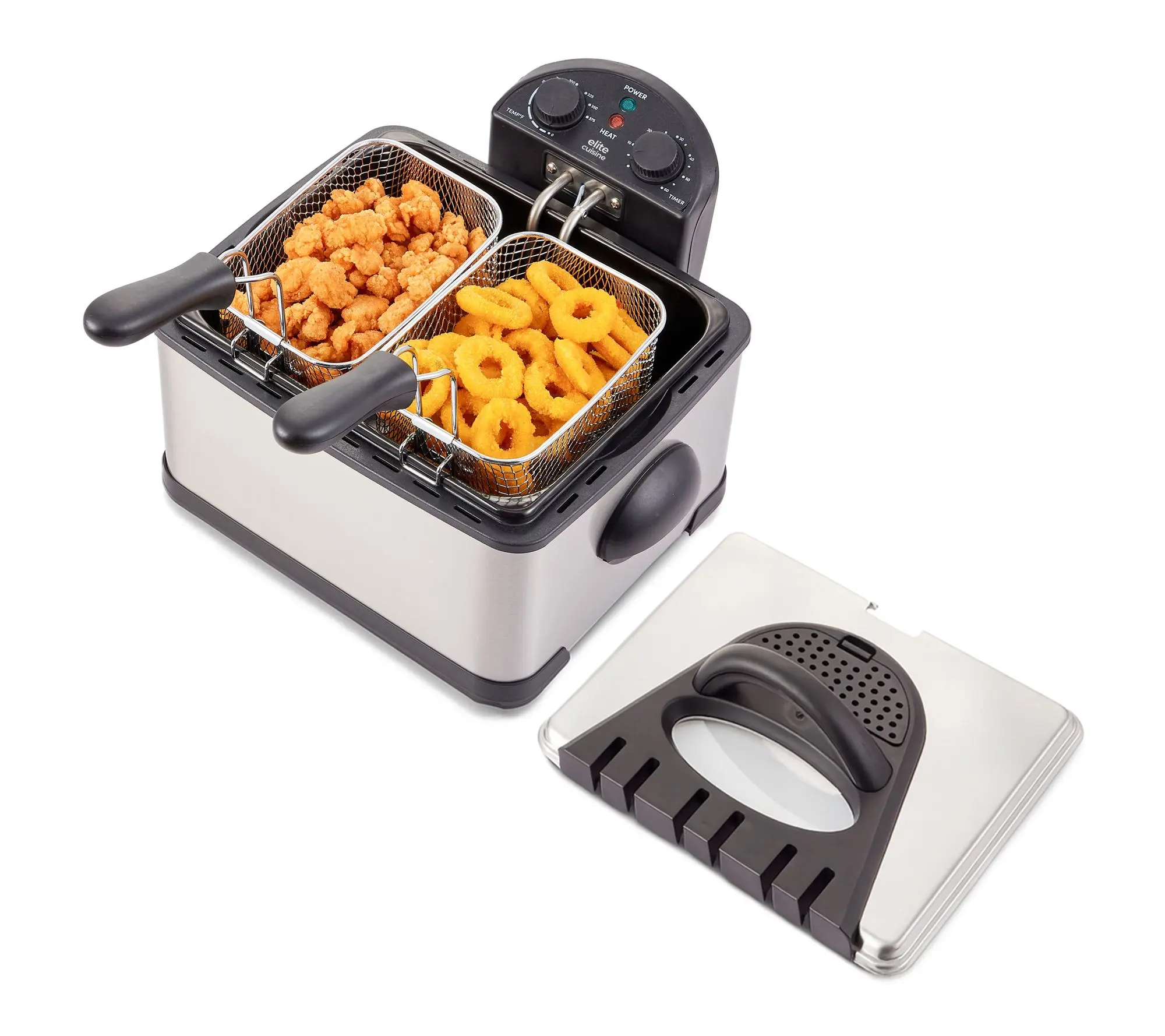 Elite Cuisine 4.5Qt Electric Deep Fryer with Dual Basket