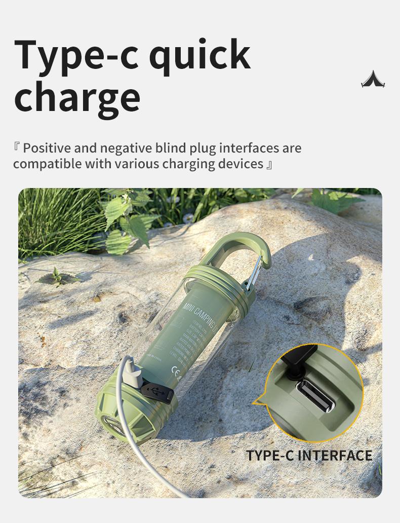 Portable LED Camping Light with Keychain & Hook, Multi-Color Mini Flashlight, Outdoor Atmosphere Lamp for Camping & Hiking