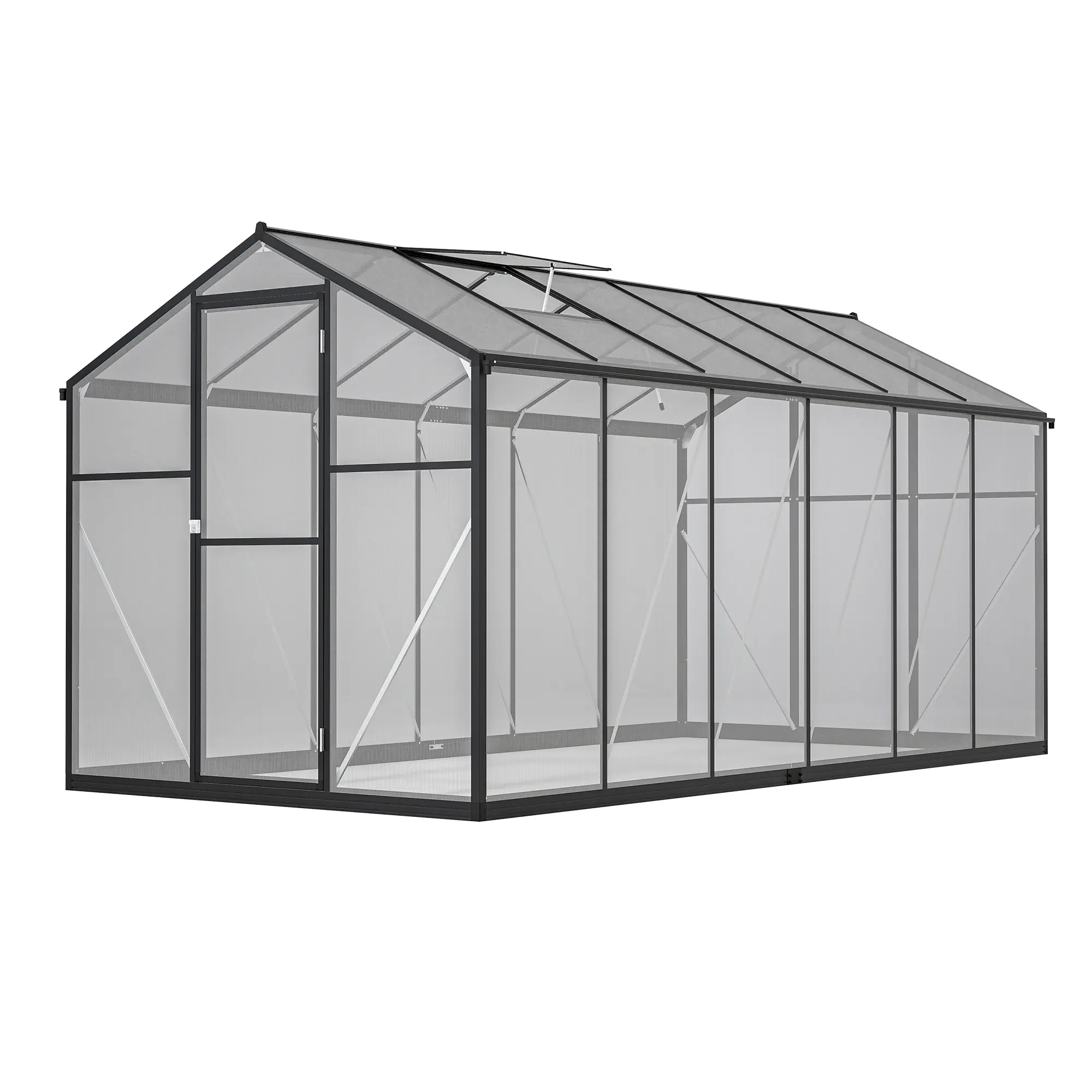 6x12 ft (6' x 12') Outdoor Polycarbonate Greenhouse - Aluminum, Lightweight, Thick Panels, Double Flush Lockable Door, Rain Gutter, Ventilation Window, UV Sun Protection, High Transmittance, Climate Control, Garden/Backyard Winter Structure, Includes Hose