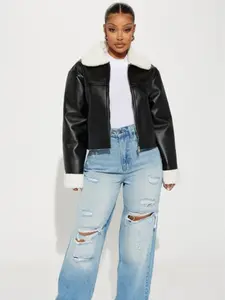 Downtown Girl Bomber Jacket - Black