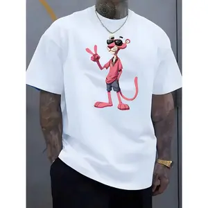 Men's Cotton Casual T-Shirt, Pink Panther Print