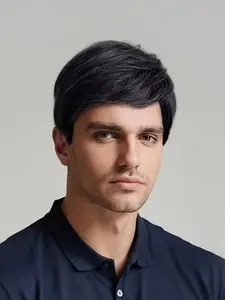 Men's Short Synthetic Fiber Wig, Straight Synthetic Wig, Natural Breathable Hairpiece for Daily Wear, Party & Halloween Costume Accessory