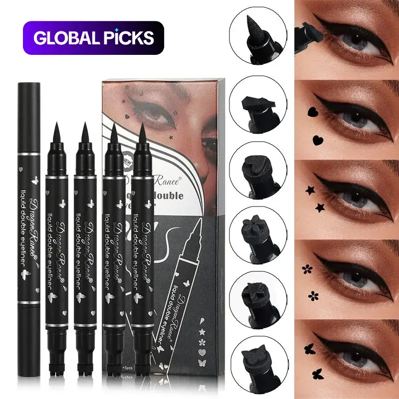 Double-Ended Eyeliner Stamp Pen Set, 5pcs Waterproof Long-Lasting Dual Ended Eyeliner Pens, Quick-Drying, with Precise Flexible Tip and Comfortable Grip, Professional Daily Makeup Accessories #GLOBAL PICKS