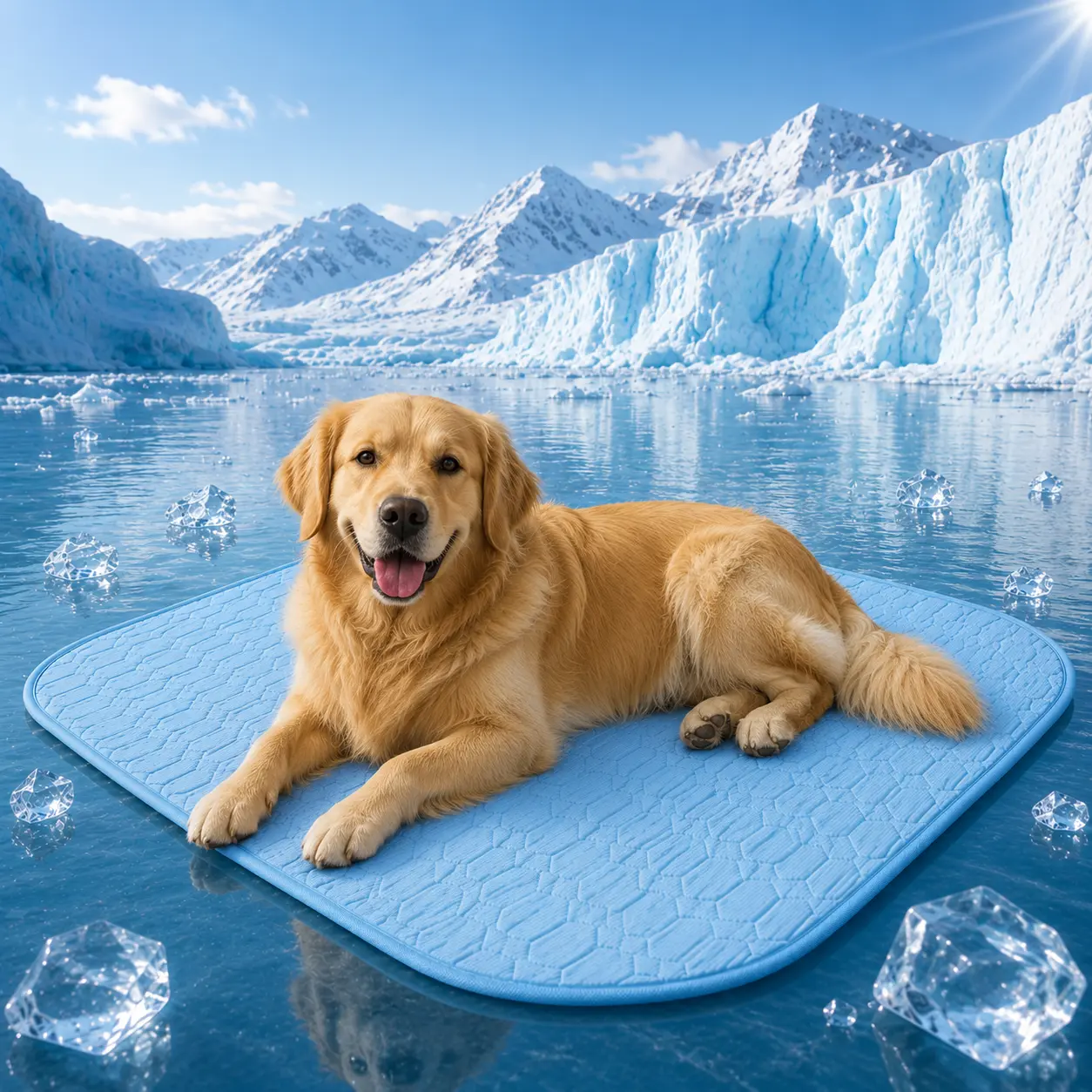 Ice Silk Dog Bed Mat, Foldable Portable Cooling Bedding, Non-Slip Washable Comfortable Safe Crate Accessory for Summer Bedroom Use, Blue