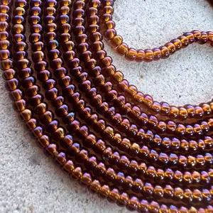 SUN BAKED - Tie On Waist Beads - 45 to 60 inches Waistbeads - Brown Waistbeads - Topaz Waistbeads - Belly Beads - Body Beads - Authentic Waistbeads - African Waistbeads Made By Venus