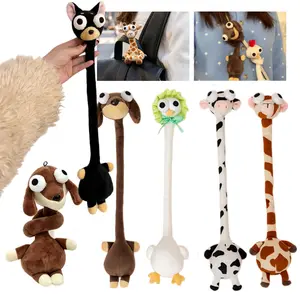 Unique Long-Neck Dachshund Plush Toy, Cute Stuffed Animal Keychain Charm, Ugly-Cute Ornament for Bag & Seatbelt, Comfort Plush Pendant, Ideal Birthday Gift-MM
