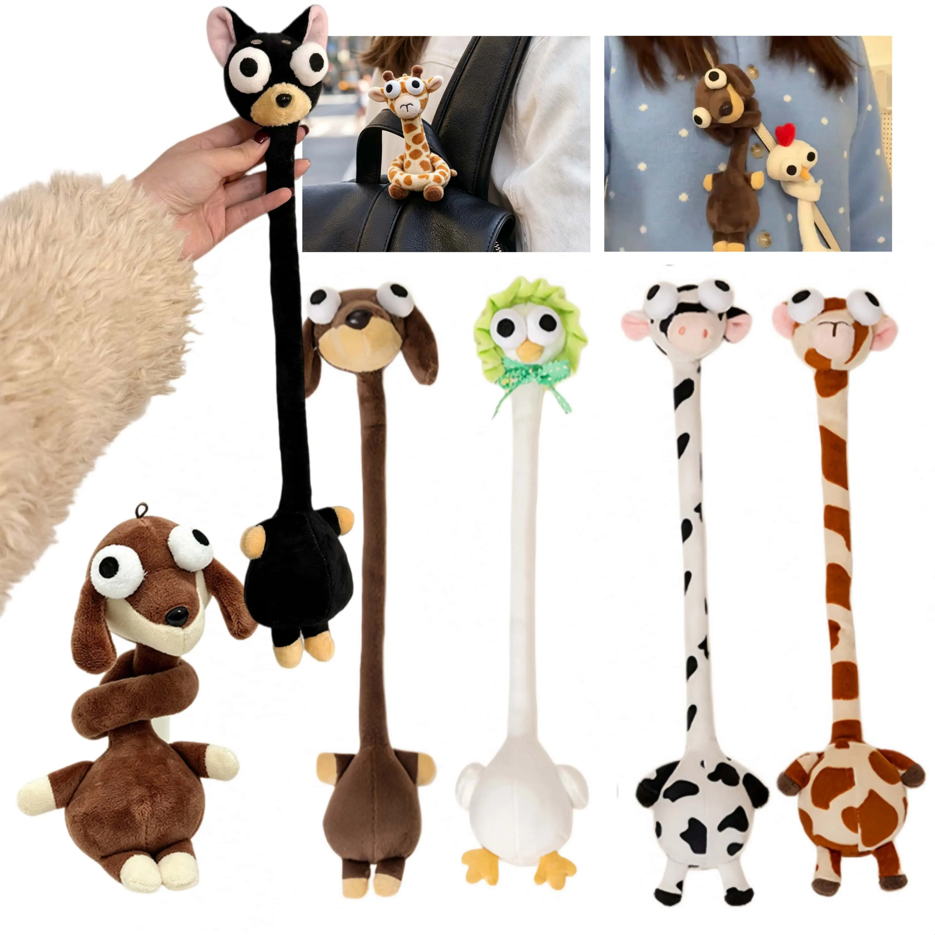 Unique Long-Neck Look Dachshund Stuffed Animal Plush Toy, Durable Soft Fluffy Soft Adorable Stuffed Keychain Charm, Gift-Ready Ugly-Cute Ornament for Bag & Seatbelt, Ideal Birthday Gift for Home & Party Supplies