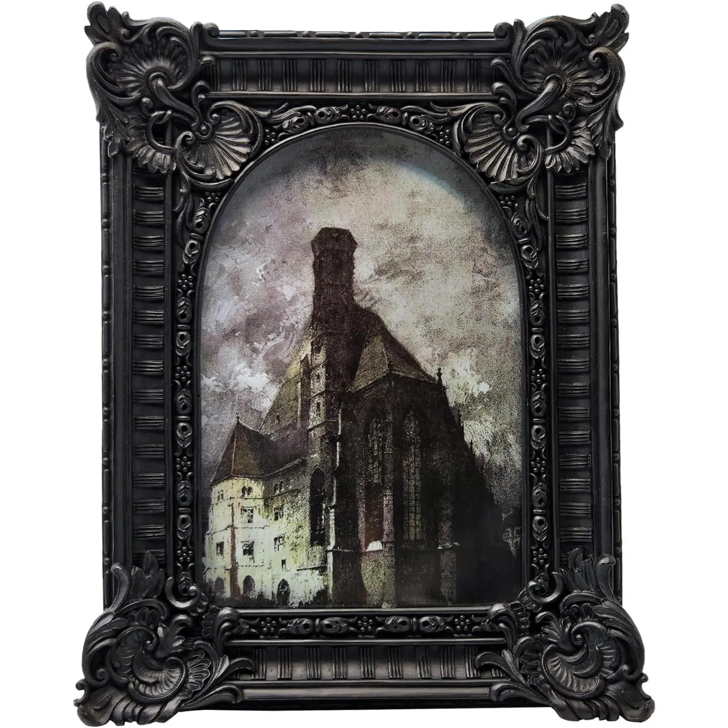 F-OMT07  4x6 Vintage Picture Frame, Antique Black Ornate Arched Photo Frame for Wall Hanging or Tabletop Display, Retro Gothic Home Decor, Photo Gallery Art Glass Decorative