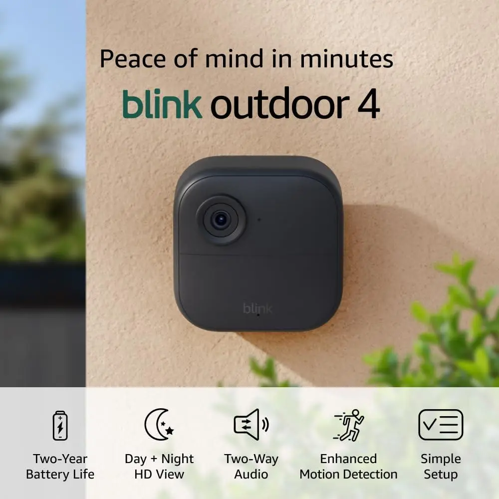 Blink Outdoor 4 Wireless Smart Security Add-On Camera - 2-Year Battery Life, 2-Way Talk, Required Sync Module Not Included