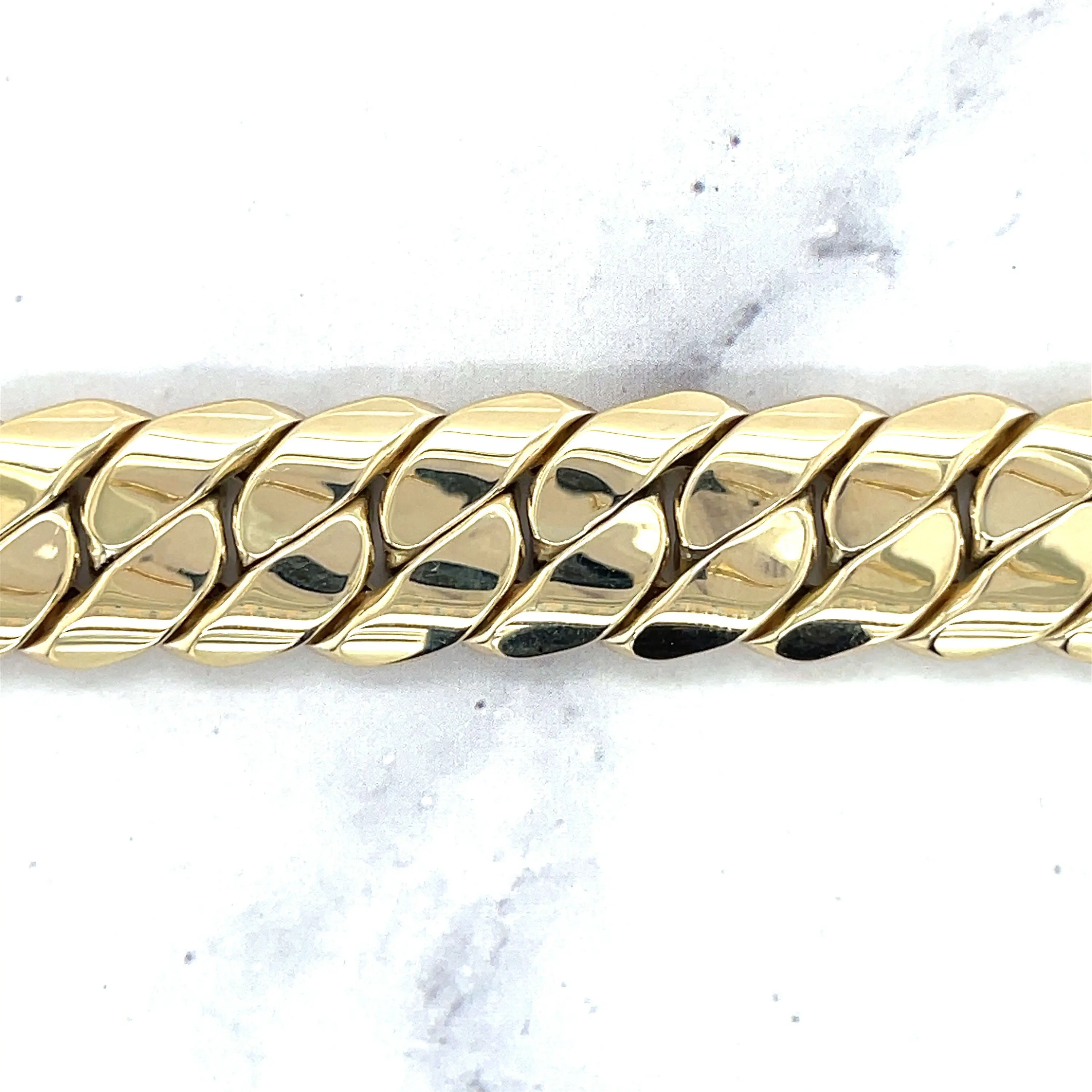 14K Yellow Gold 18" Miami Cuban Necklace with Box Clasp, 14mm Wide, Curb Chain, Gold Necklace, Women