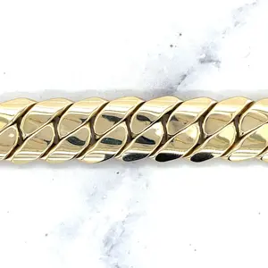14K Yellow Gold 18" Miami Cuban Necklace with Box Clasp, 14mm Wide, Curb Chain, Gold Necklace, Women
