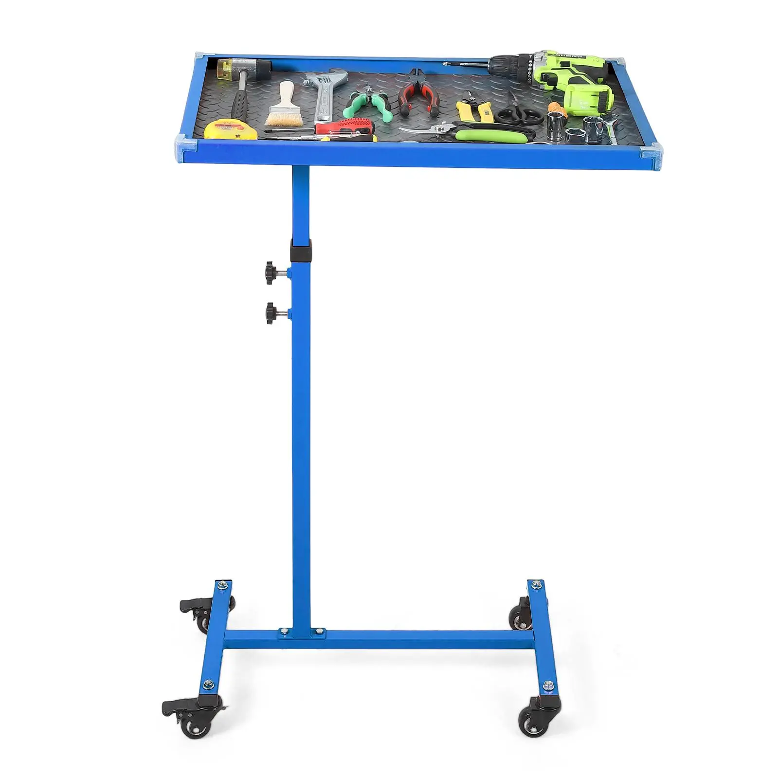 Mobile Work Table with Wheels – 220 lbs Height Adjustable Rolling Mechanic Tool Tray – Heavy Duty Steel Work Table for Garage, Home, Automotive Repair & DIY Projects