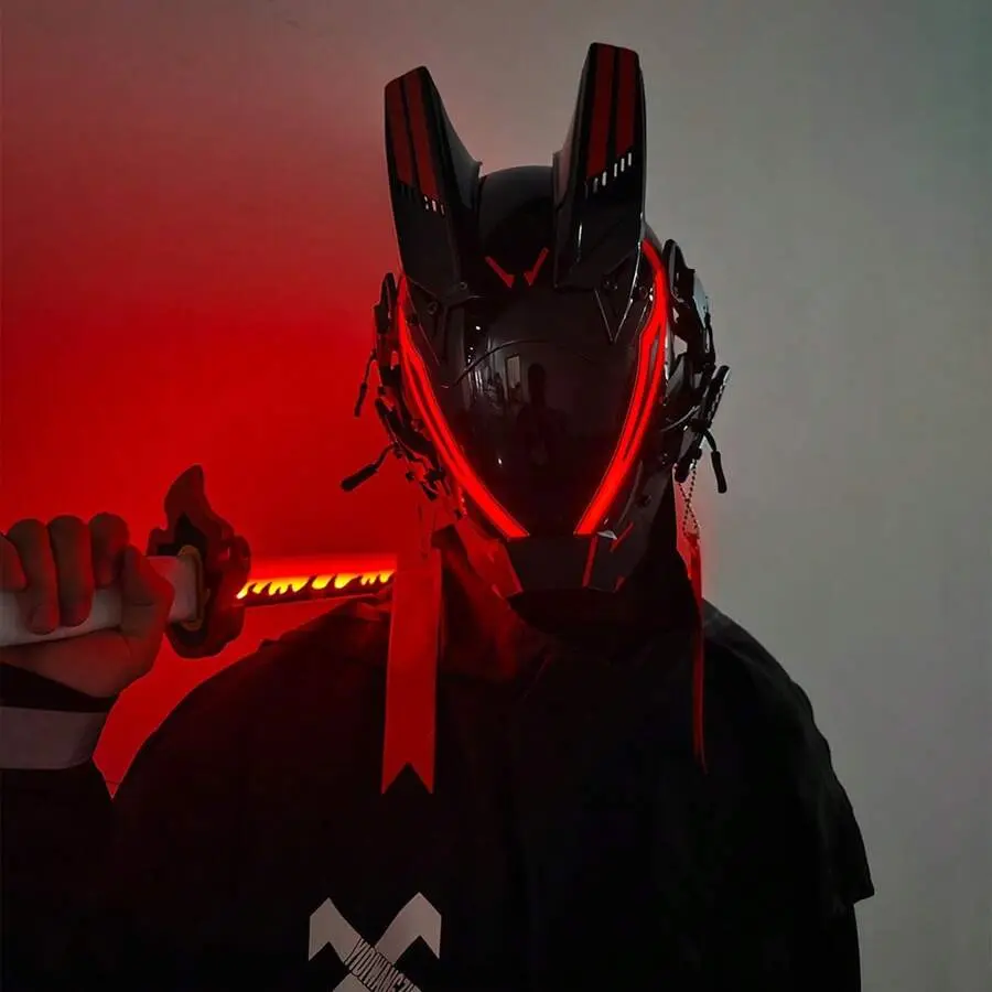 1Pcs Adult LED Cyberpunk Masks Cosplay Masquerade Masks Music Festival Masks Fashion Dazzling Party Masks Stage Performance Accessories