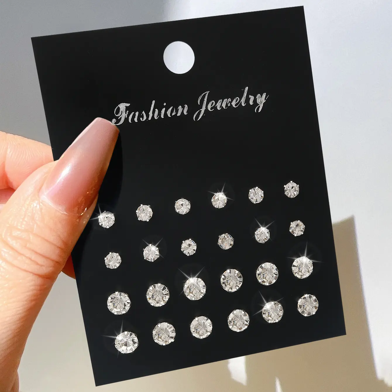 12 Pairs Stainless Steel Cubic Zirconia Stud Earrings Set 4-6mm Small Heart/Square/Round CZ Earring Pack Hypoallergenic Minimalist Jewelry for Men Women Students Daily Wear