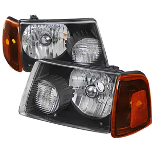2001-2011 Ford Ranger Factory Style Headlights w/ Amber Lens Corner Signal Lights (Matte Black Housing/Clear Lens)