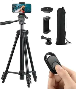 51-Inch Camera Phone Tripod Stand for iPhone and GoPro with Remote and Phone Mount - Matte Black - Android, Cellphone Mobile Accessories Smartphone Selfie